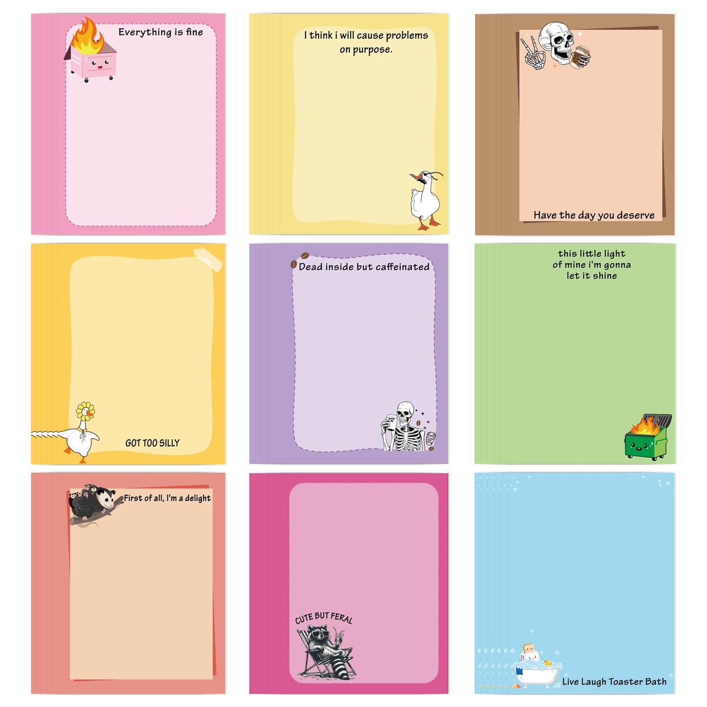 Patriotic Sticky Notes Gifts - 9 Pack Red White Blue Sticky Notes 3x4 Inches, Proud to Be an American Self-Stick Memo Pads, National Memorial Veterans Day Office Supplies, 450 Sheets