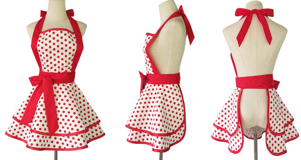 Hyzrz Lovely Handmade Cotton Retro Aprons for Women Girls Cake Kitchen Cook Apron for Mother's Gift (Multicolor)