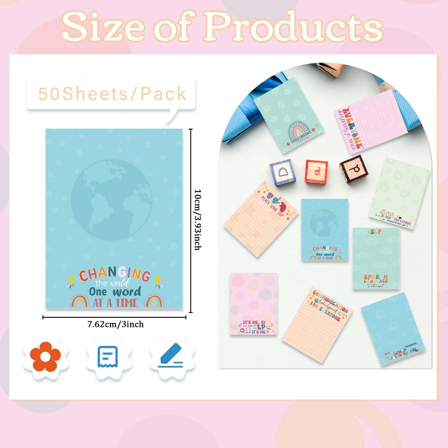 Patriotic Sticky Notes Gifts - 9 Pack Red White Blue Sticky Notes 3x4 Inches, Proud to Be an American Self-Stick Memo Pads, National Memorial Veterans Day Office Supplies, 450 Sheets