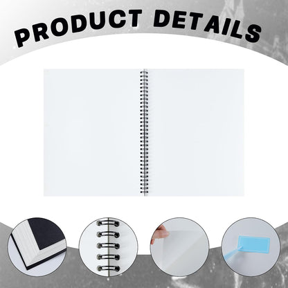 Reusable Sticker Book Collecting Album Sticker Collection Storage Book for Adults and Teens - 40 Sheets Blank Release Paper 8.5×11 Inch (Black)