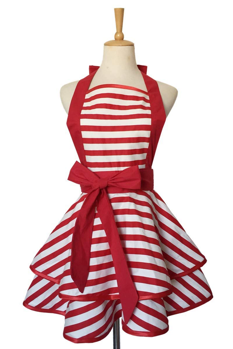 Hyzrz Lovely Handmade Cotton Retro Aprons for Women Girls Cake Kitchen Cook Apron for Mother's Gift (Multicolor)