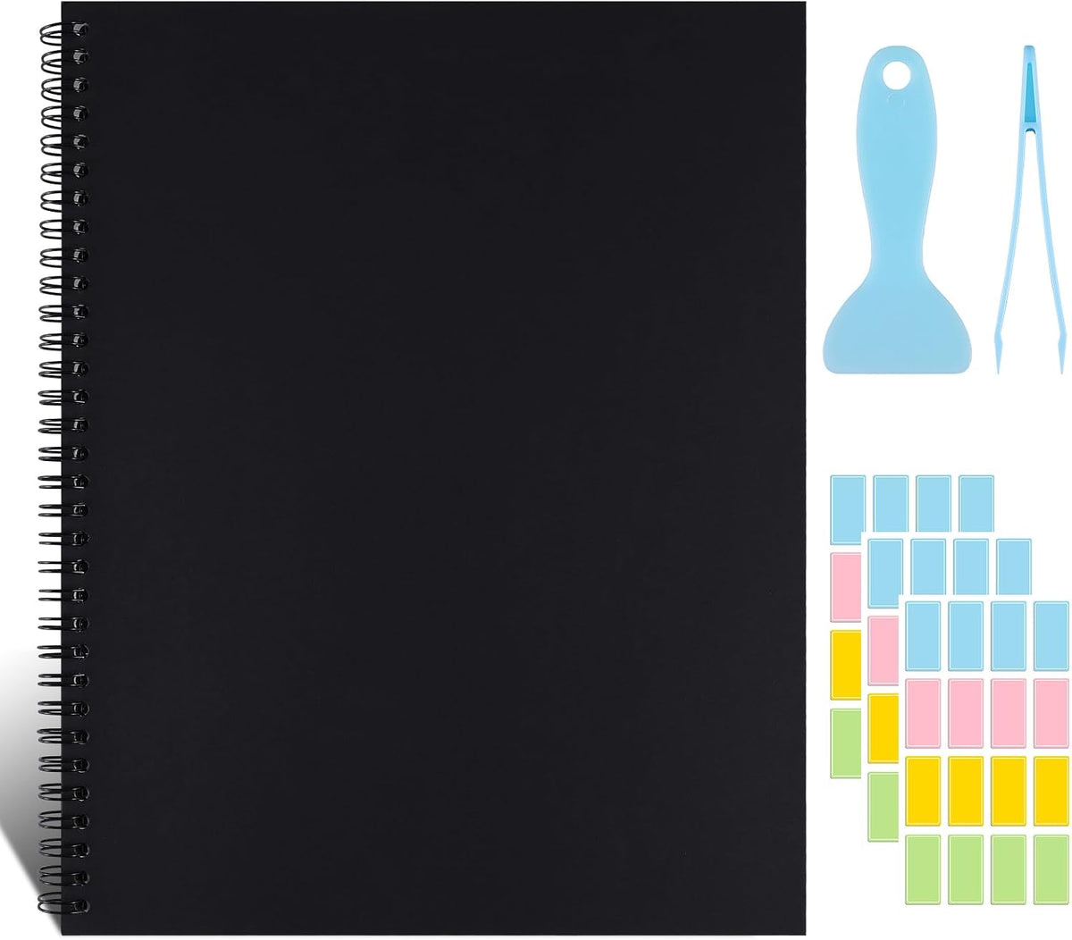 Reusable Sticker Book Collecting Album Sticker Collection Storage Book for Adults and Teens - 40 Sheets Blank Release Paper 8.5×11 Inch (Black)