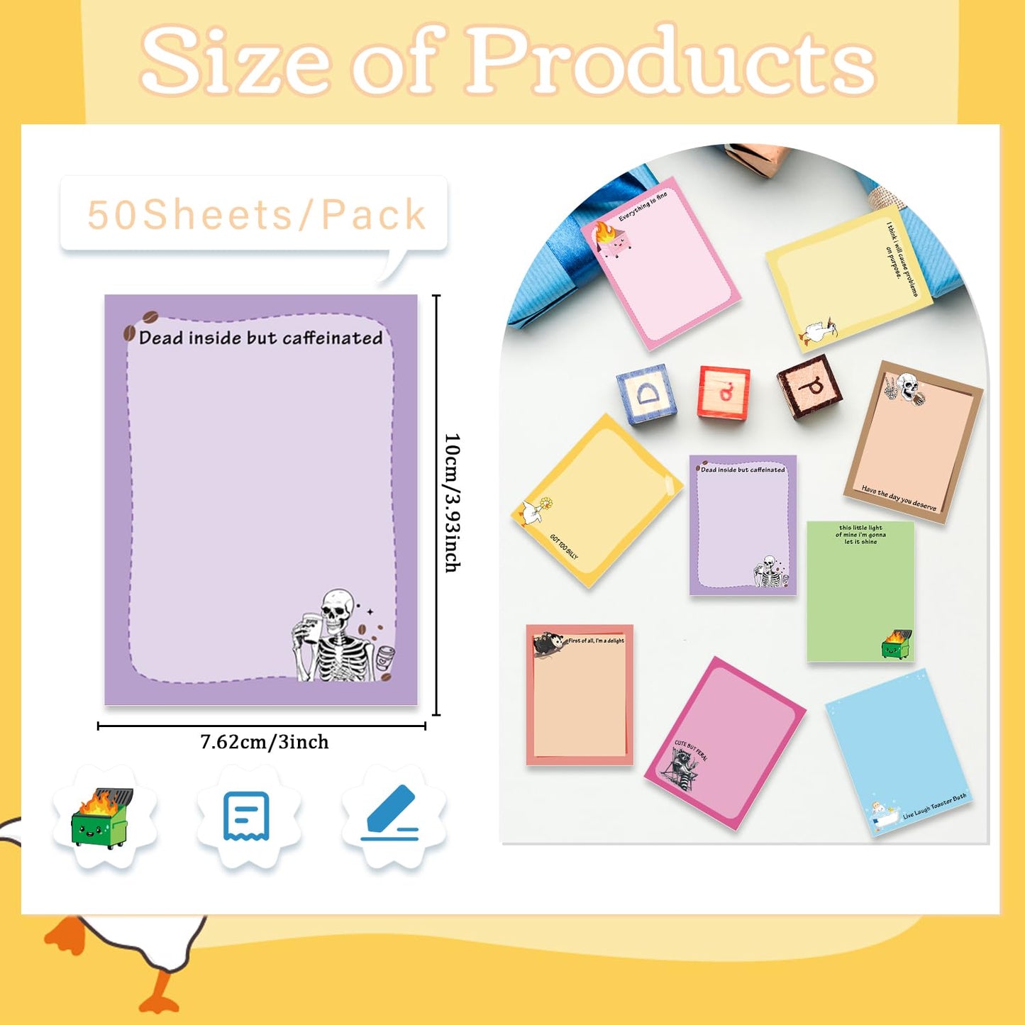 Patriotic Sticky Notes Gifts - 9 Pack Red White Blue Sticky Notes 3x4 Inches, Proud to Be an American Self-Stick Memo Pads, National Memorial Veterans Day Office Supplies, 450 Sheets