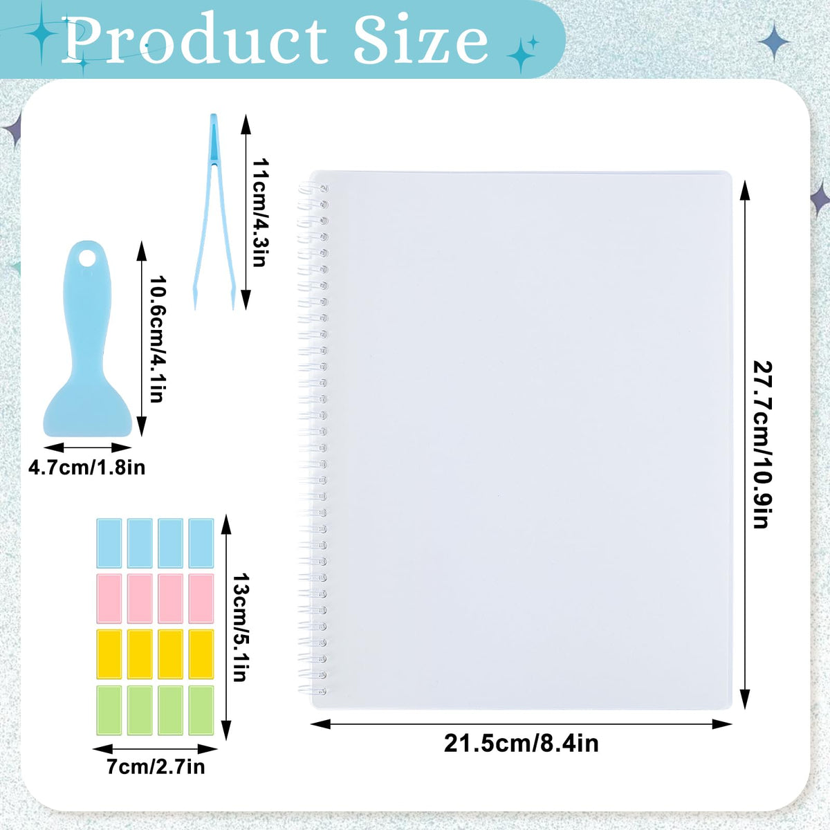 Reusable Sticker Book Collecting Album Sticker Collection Storage Book for Adults and Teens - 40 Sheets Blank Release Paper 8.5×11 Inch (Black)