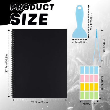 Reusable Sticker Book Collecting Album Sticker Collection Storage Book for Adults and Teens - 40 Sheets Blank Release Paper 8.5×11 Inch (Black)
