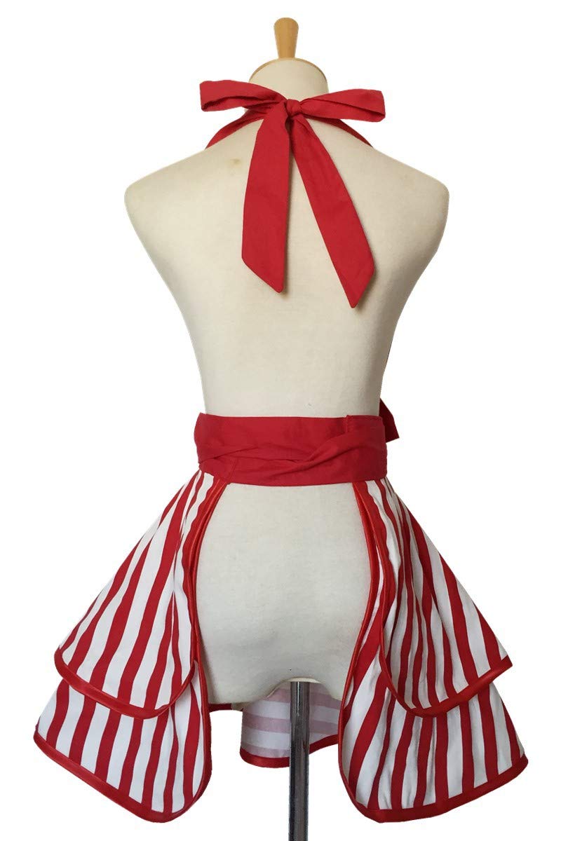 Hyzrz Lovely Handmade Cotton Retro Aprons for Women Girls Cake Kitchen Cook Apron for Mother's Gift (Multicolor)