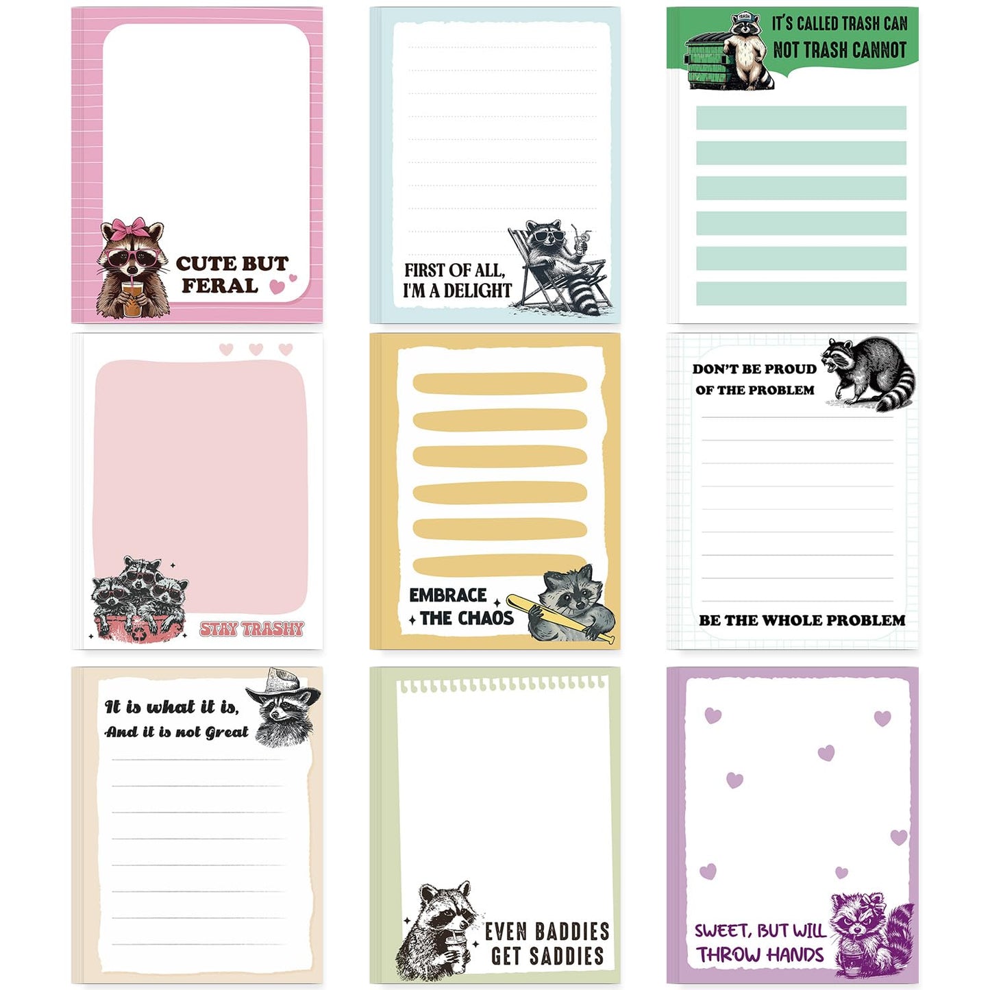 Patriotic Sticky Notes Gifts - 9 Pack Red White Blue Sticky Notes 3x4 Inches, Proud to Be an American Self-Stick Memo Pads, National Memorial Veterans Day Office Supplies, 450 Sheets