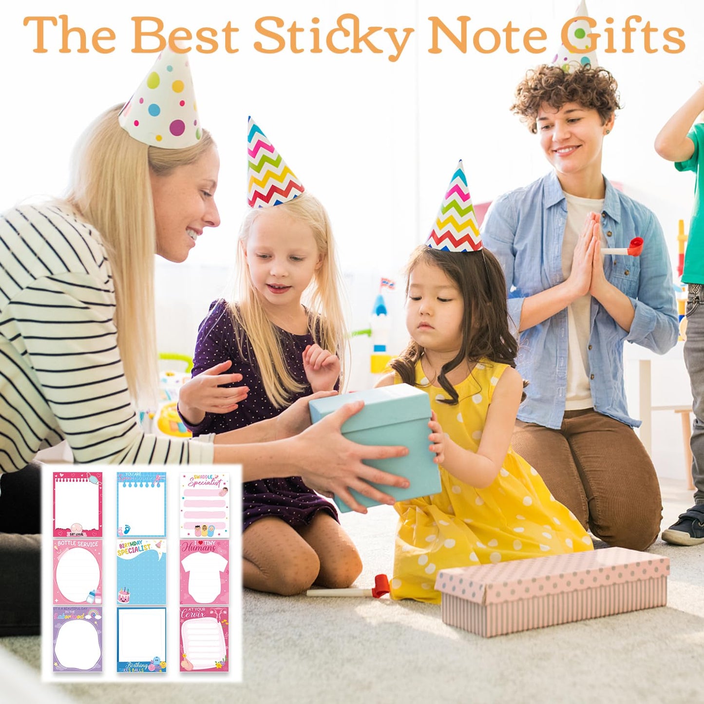 Patriotic Sticky Notes Gifts - 9 Pack Red White Blue Sticky Notes 3x4 Inches, Proud to Be an American Self-Stick Memo Pads, National Memorial Veterans Day Office Supplies, 450 Sheets