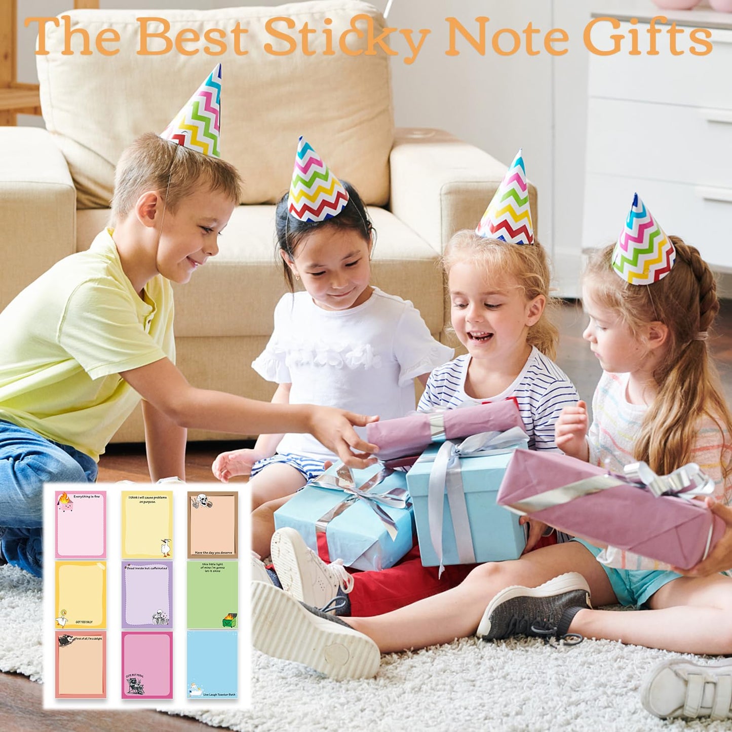 Patriotic Sticky Notes Gifts - 9 Pack Red White Blue Sticky Notes 3x4 Inches, Proud to Be an American Self-Stick Memo Pads, National Memorial Veterans Day Office Supplies, 450 Sheets