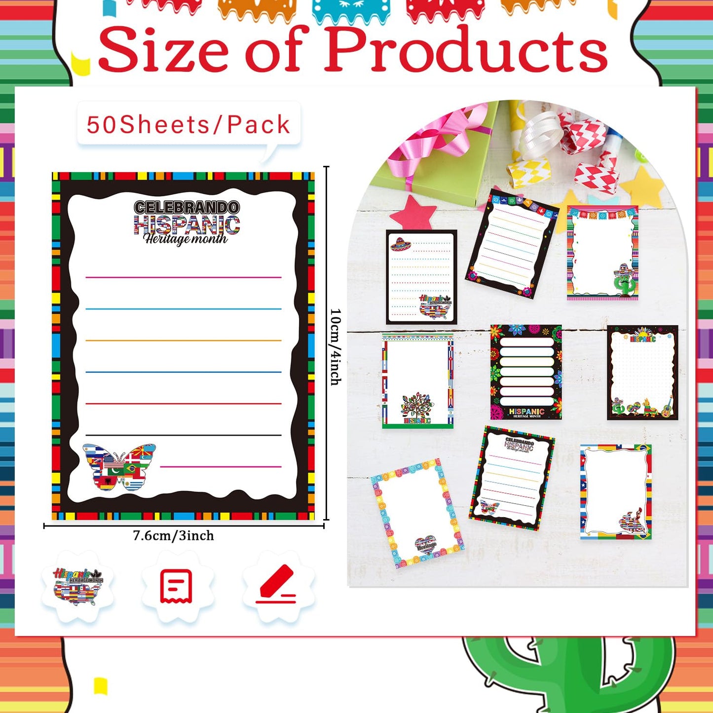 Patriotic Sticky Notes Gifts - 9 Pack Red White Blue Sticky Notes 3x4 Inches, Proud to Be an American Self-Stick Memo Pads, National Memorial Veterans Day Office Supplies, 450 Sheets