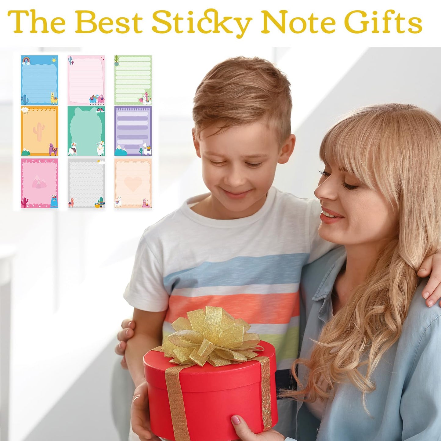Patriotic Sticky Notes Gifts - 9 Pack Red White Blue Sticky Notes 3x4 Inches, Proud to Be an American Self-Stick Memo Pads, National Memorial Veterans Day Office Supplies, 450 Sheets