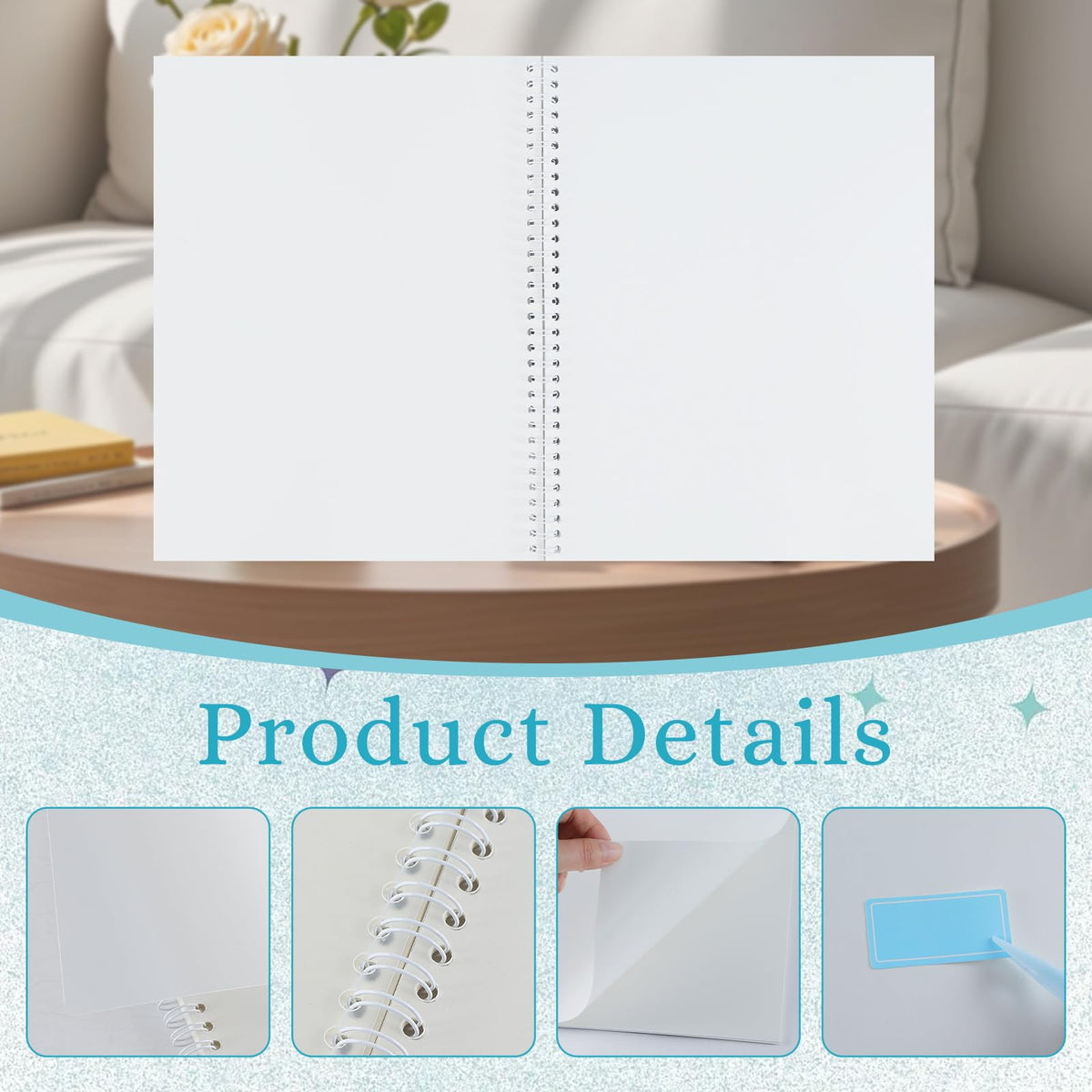 Reusable Sticker Book Collecting Album Sticker Collection Storage Book for Adults and Teens - 40 Sheets Blank Release Paper 8.5×11 Inch (Black)