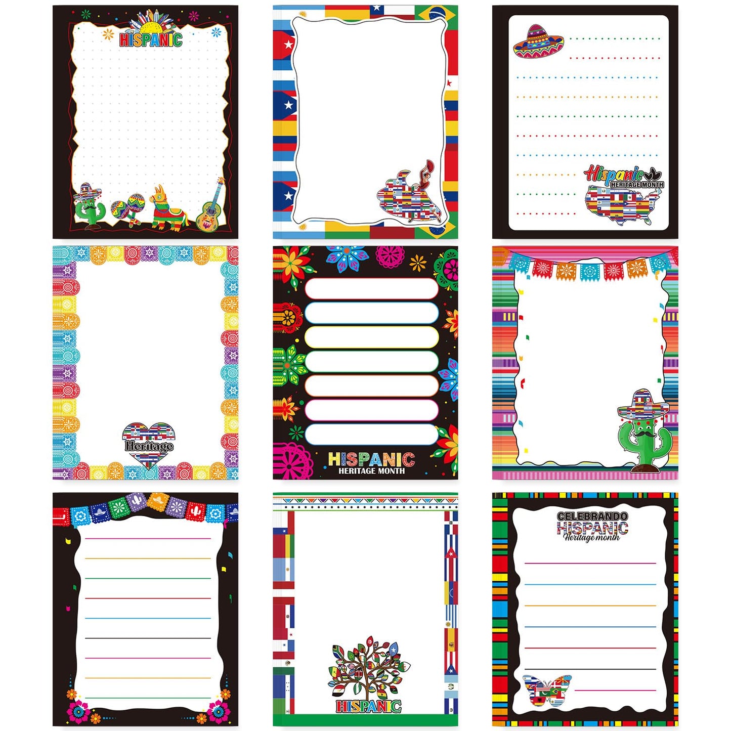 Patriotic Sticky Notes Gifts - 9 Pack Red White Blue Sticky Notes 3x4 Inches, Proud to Be an American Self-Stick Memo Pads, National Memorial Veterans Day Office Supplies, 450 Sheets