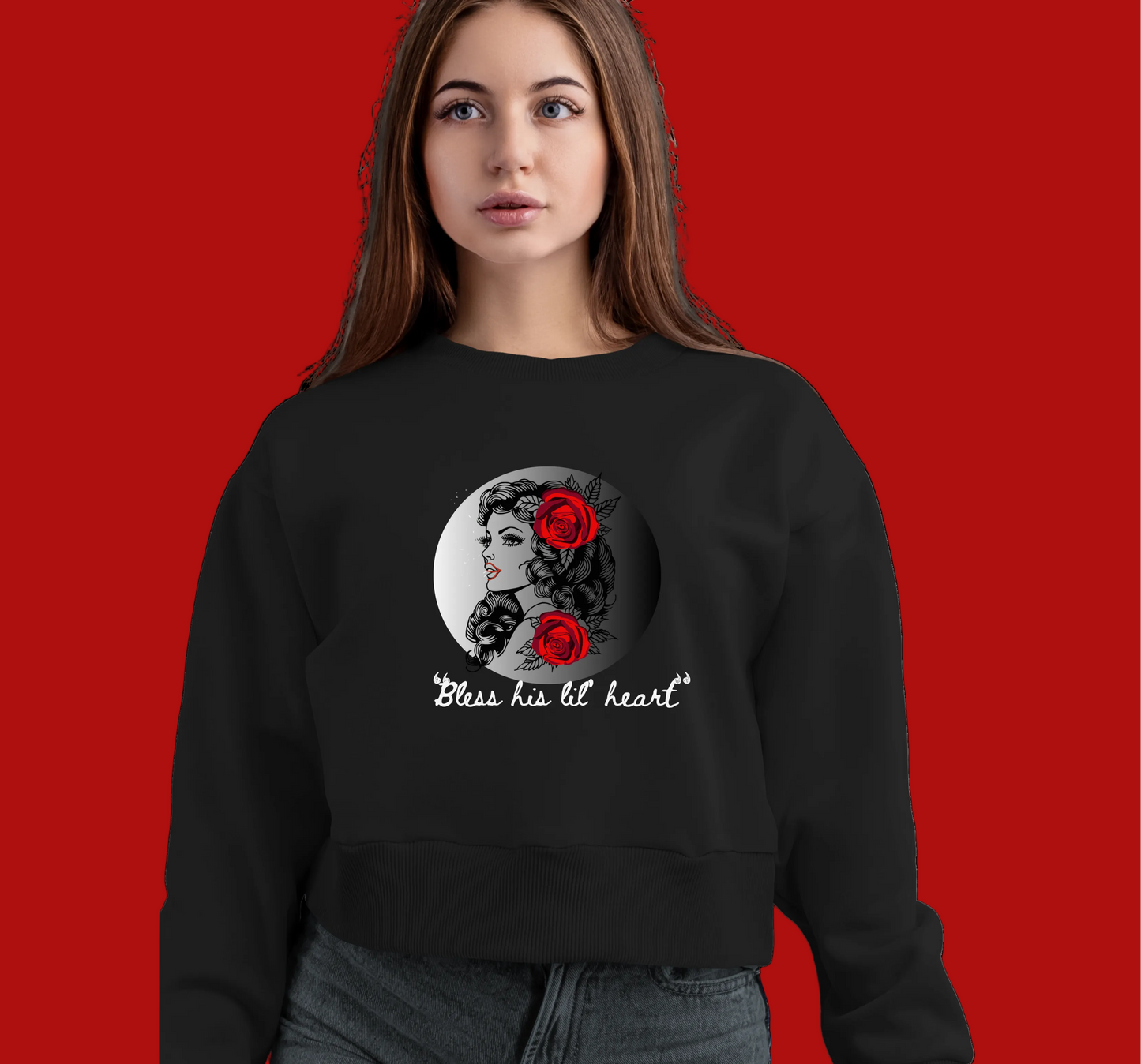 Black Pullover Sweatshirt_ Bless his lil heart 