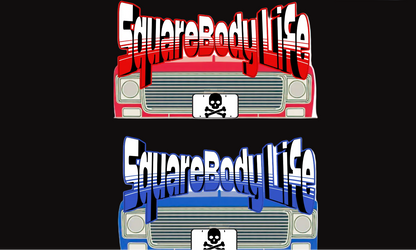SquareBody trucks front ends red blue